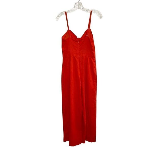 J Crew Orange Linen-Cotton Wide-Leg Jumpsuit NEW Crop Sleeveless Bow Womens 0 - Picture 5 of 12